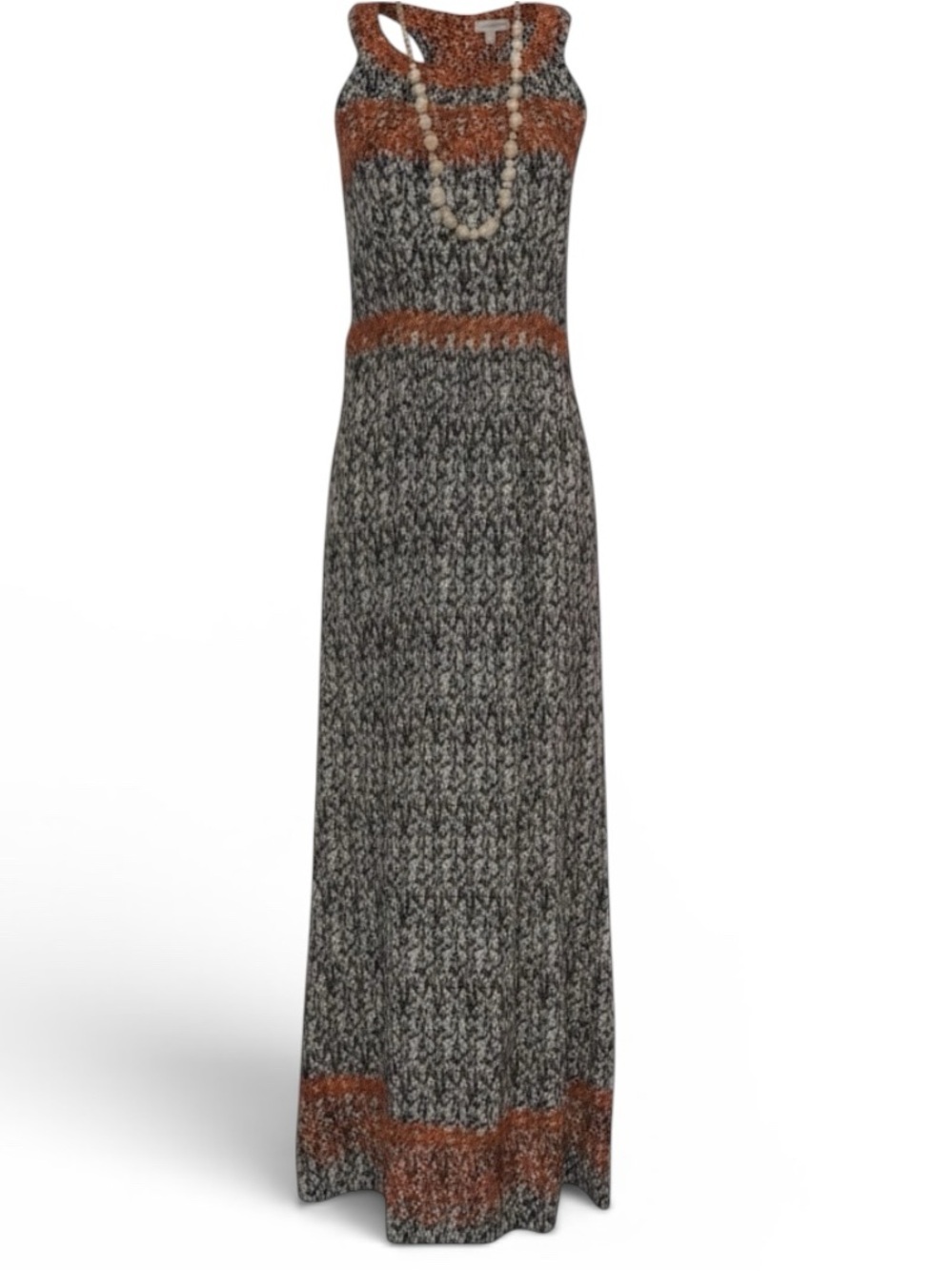 THML “Jameson” Embroidered Sleeveless Maxi Dress Black Ivory Orang Size Medium